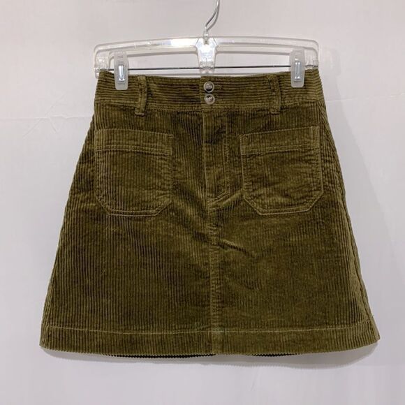 MADEWELL skirt corduroy A-line patch pocket front back pockets zip button - Picture 1 of 9